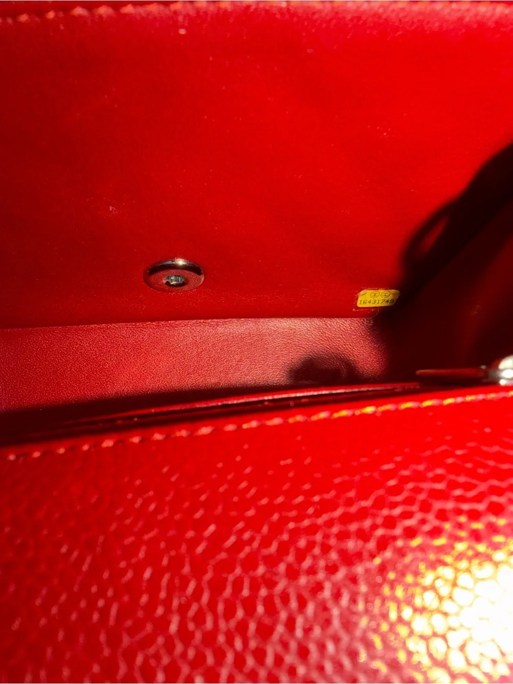 CHANEL Red Quilted Mini Flap Bag with Silver Chain